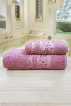 Махровое банное полотенце розовое Бамбук бабочки Bravo