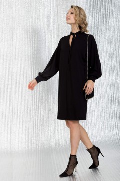 Чёрное платье с акцентными рукавами Priz(фото3)