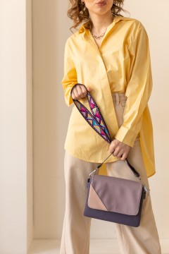 Стильная сумка-клатч со съёмным ремнём Berta лиловый-пудра-сирень Chica rica