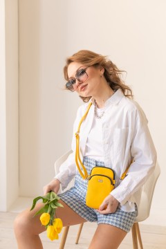 Интересная женская сумка Colibri жёлтый с синей молнией  Chica rica(фото3)