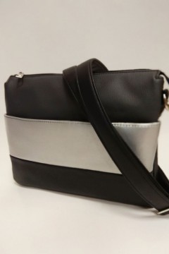 Симпатичная женская сумка MiniFlash черный-серебро-графит c ремнем Chica rica