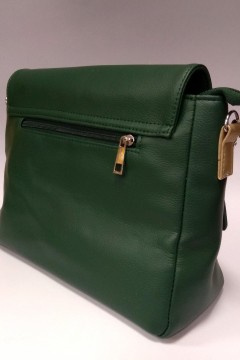 Симпатичная женская сумка Lika зеленый-золото со стропой зелено-оранжевые прямоугольники Chica rica(фото3)