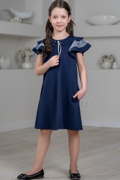 Школьное платье для девочки с рукавами крылышками ШП-2301-14 Alolika