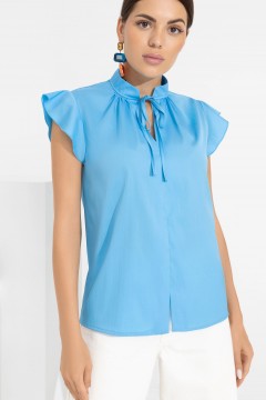 Голубая блузка с разрезом по переду Charutti