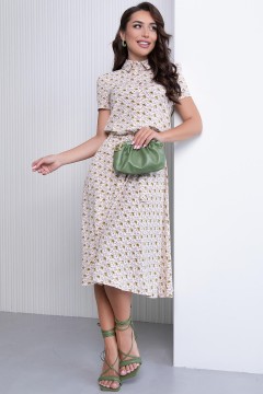 Молочное платье с тканевым поясом Lady Taiga(фото2)