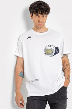 Белая мужская футболка с принтом 22/3136П-0 Mark Formelle men