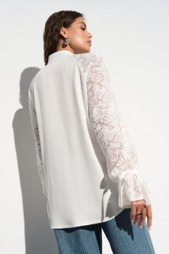 Красивая блуза с рукавами из кружева 54 размера Charutti(фото6)