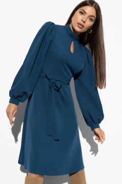 Синее платье с объёмными рукавами Charutti