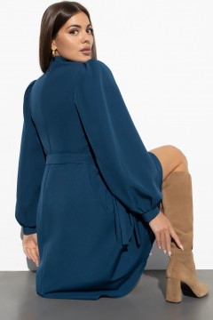 Синее платье с объёмными рукавами Charutti(фото4)