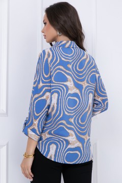 Голубая блуза с принтом Bellovera(фото4)