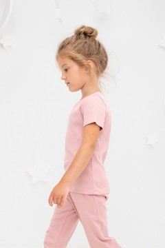 Розовая футболка для девочки К 302211-1/бледно-лиловый фуфайка Crockid(фото3)