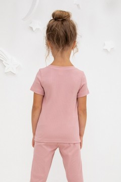 Розовая футболка для девочки К 302211-1/бледно-лиловый фуфайка Crockid(фото4)