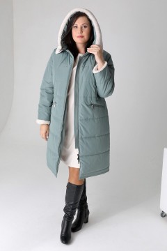 Зелёное женское пальто 23421 Dizzyway(фото2)