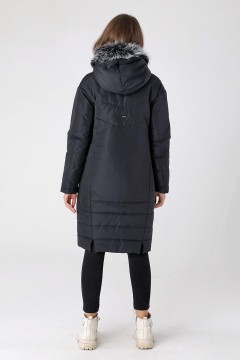 Чёрное женское пальто 23406 Dizzyway(фото3)