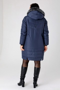 Тёмно-синее женское пальто 23406 Dizzyway(фото3)