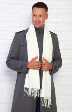 Белый мужской шарф из кошемира 43359 Натали men