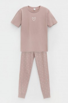 Стильная пижама для девочки КБ 2817/кофейный,воздушные сердечки пижама Crockid(фото10)