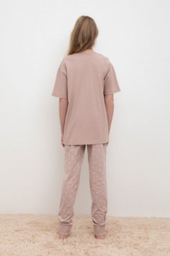 Стильная пижама для девочки КБ 2817/кофейный,воздушные сердечки пижама Crockid(фото4)