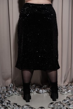 Чёрная блестящая юбка с разрезом Jetty-plus(фото4)