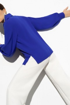 Синяя рубашка с объёмными длинными рукавами Charutti(фото4)