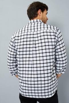 Стильная мужская рубашка в клетку с накладным карманом 234005 F5 men(фото3)