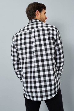 Модная мужская рубашка в клетку с накладным карманом 234006 F5 men(фото3)
