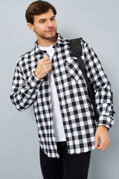Модная мужская рубашка в клетку с накладным карманом 234006 F5 men