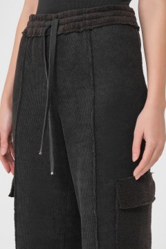 Чёрные вельветовые прямые брюки с накладными карманами Priz(фото3)