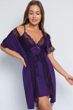 Домашний комплект фиолетового цвета состоит из халата и сорочки 13018 София37