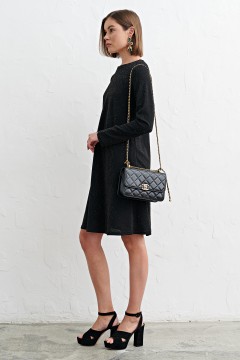 Чёрное трикотажное короткое платье с карманами Mari-line(фото2)