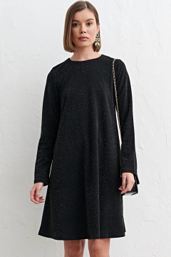Чёрное трикотажное короткое платье с карманами Mari-line