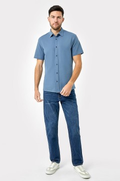 Серо-синяя рубашка с короткими рукавами 22/2984Ц-11 Mark Formelle men(фото2)