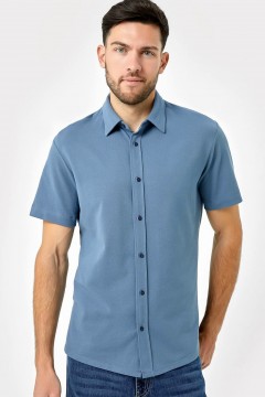 Серо-синяя рубашка с короткими рукавами 22/2984Ц-11 Mark Formelle men