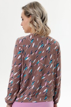 Бежево-розовая блузка из трикотажа с принтом Rise(фото2)