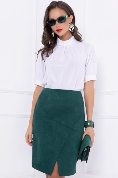 Короткая замшевая зелёная юбка на запах Bellovera