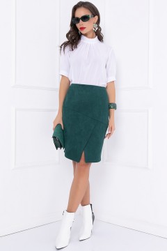 Короткая замшевая зелёная юбка на запах Bellovera(фото2)