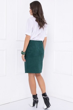 Короткая замшевая зелёная юбка на запах Bellovera(фото3)