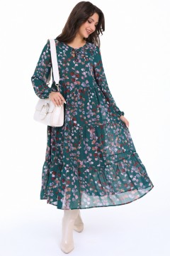 Длинное зелёное платье с принтом Modellos(фото2)