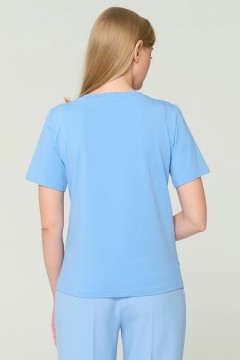 Голубая футболка с наклонными подрезами Priz(фото4)