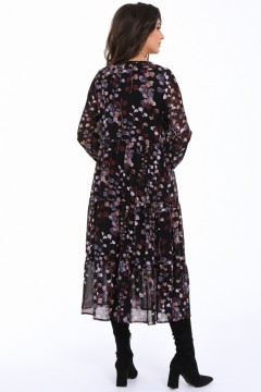 Чёрное длинное платье с принтом из шифона Modellos(фото4)