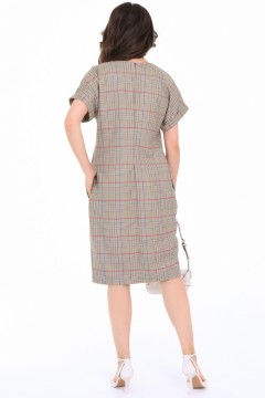 Платье миди с карманами и принтом клетка Modellos(фото4)