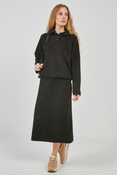 Длинная чёрная вельветовая юбка Priz(фото2)