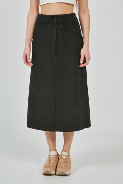 Длинная чёрная вельветовая юбка Priz(фото3)