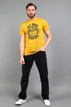 Трикотажная футболка с принтом в горчичном цвете 143073 F5 men(фото2)