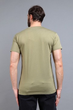 Трикотажная футболка цвета хаки с принтом 143074 F5 men(фото3)