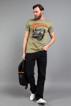 Трикотажная футболка цвета хаки с принтом 143074 F5 men(фото2)