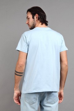 Голубая трикотажная футболка с принтом 143101 F5 men(фото3)