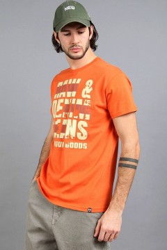 Мужская футболка с принтом в терракотовом цвете 143088 F5 men