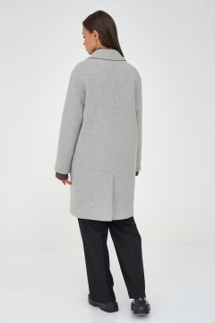 Светло-серое пальто с контрастными пуговицами Priz(фото5)