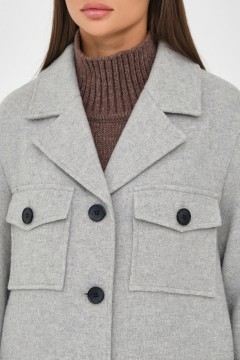 Светло-серое пальто с контрастными пуговицами Priz(фото3)
